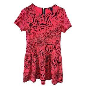 Victorias Secret Fit Flare Knit Dress Women S Orange Animal Print Big Cat Zebra